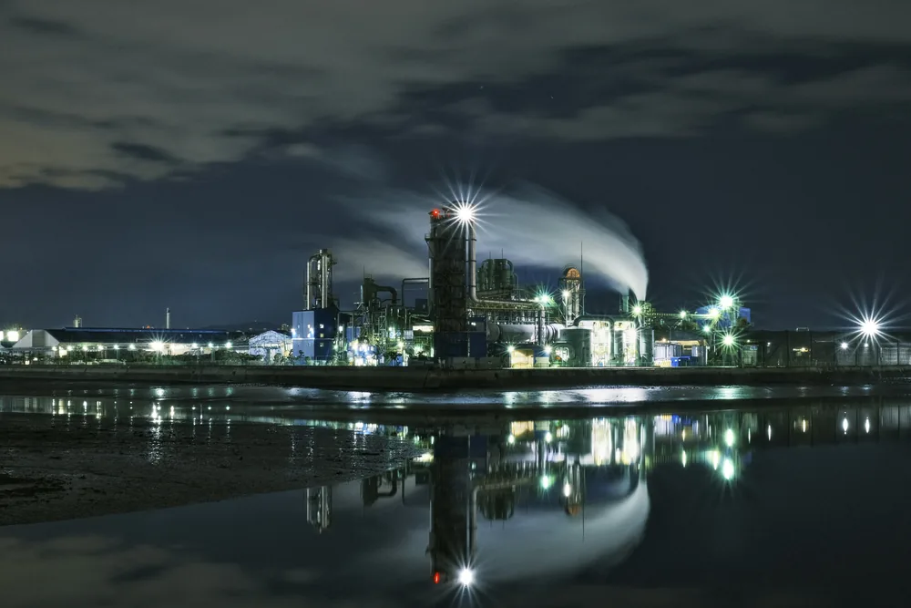 Chemical plant at night