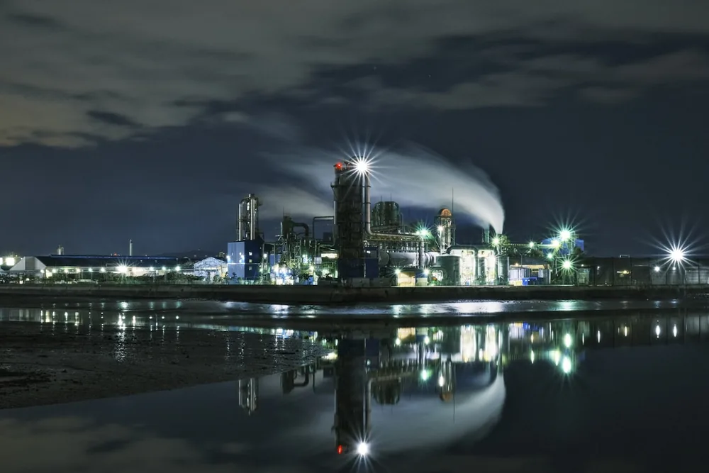 Chemical plant at night