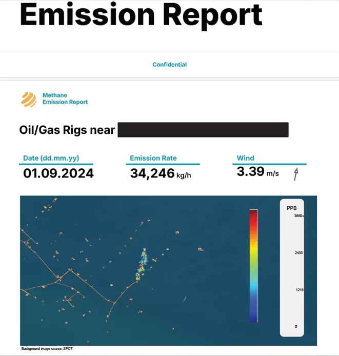 Momentick Emission Report for an offshore oil and gas rig, 34,246 kg/h